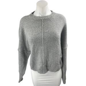 Missguided Women's Gray Long Dolman Sleeve Seam Crewneck Sweater Top Size S